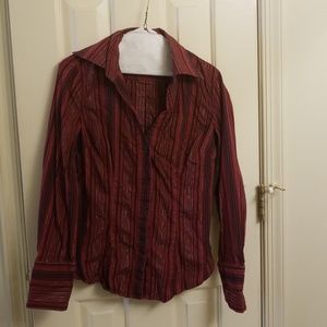 Express Metallic Silver Striped Blouse